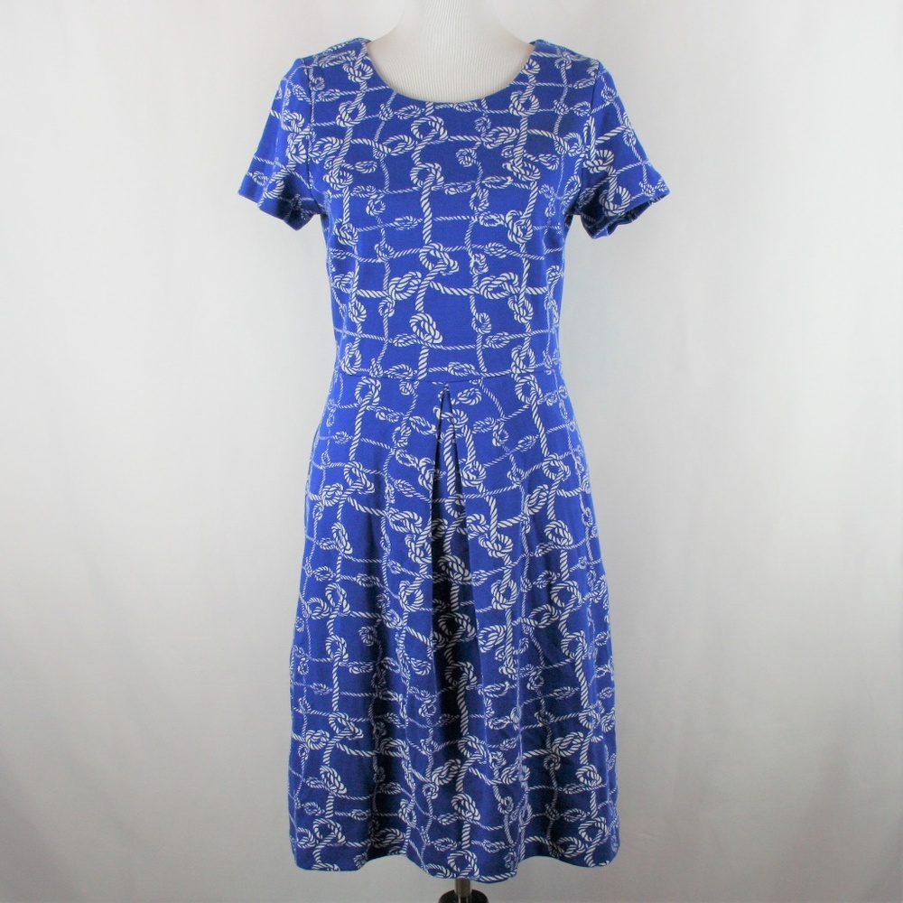 Talbots Nautical Royal Blue Rope Print Dress NWOT